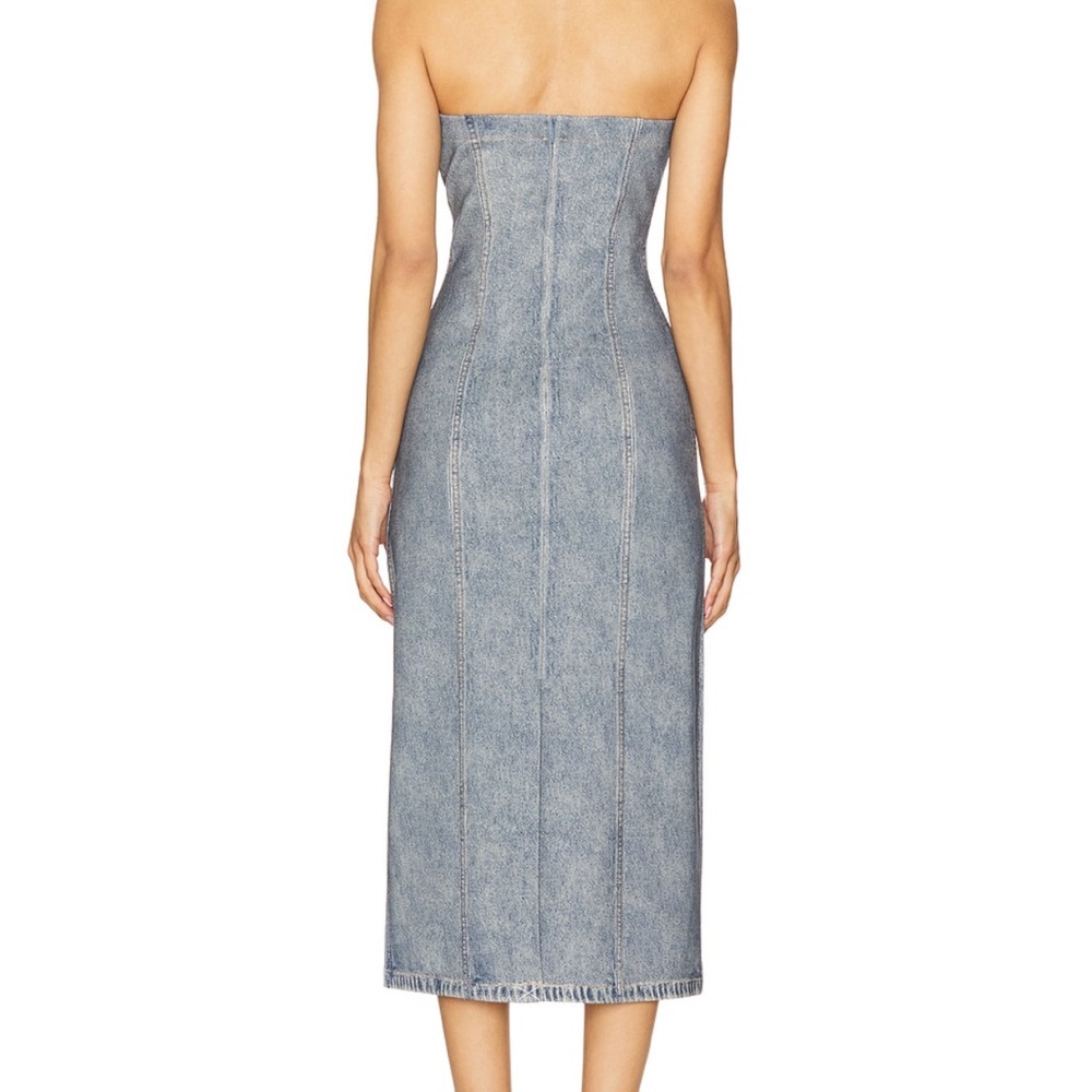 NWT Rag & Bone Jasmine Ponte Miramar Strapless Dress in Long Beach Blue Revolve - Picture 2 of 8
